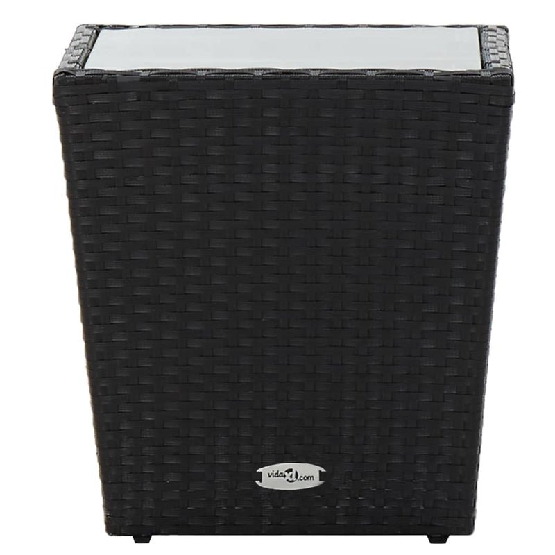 vidaXL fekete polyrattan és edzett üveg teázóasztal 41,5x41,5x43 cm
