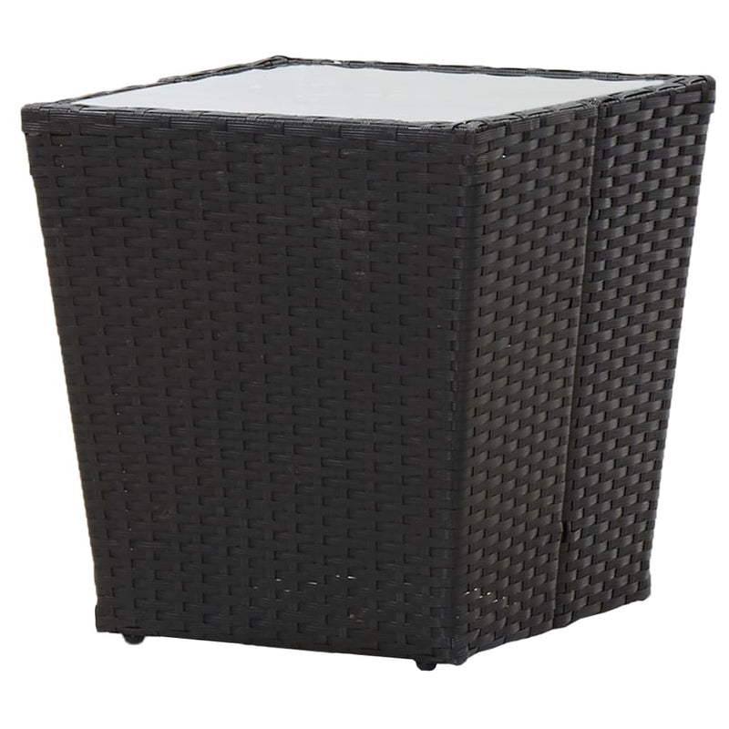 vidaXL fekete polyrattan és edzett üveg teázóasztal 41,5x41,5x43 cm