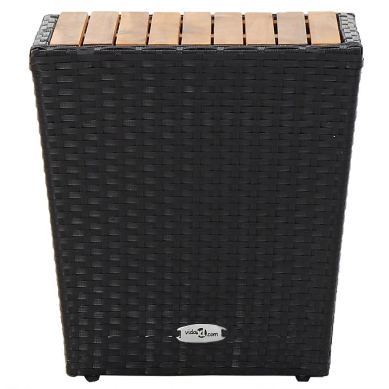 vidaXL fekete polyrattan és tömör akácfa teázóasztal 41,5x41,5x43 cm