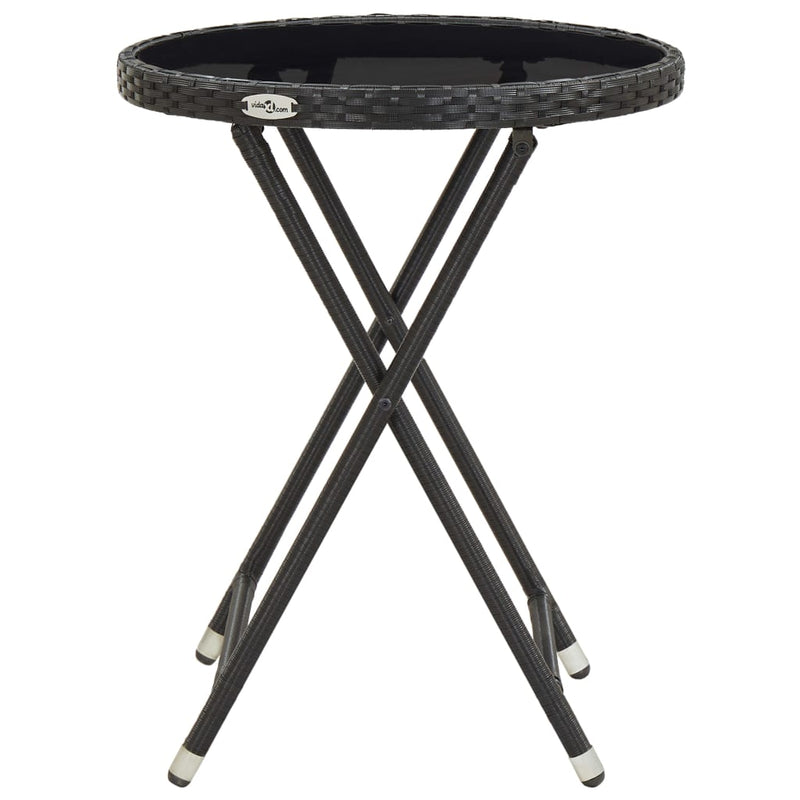 vidaXL fekete polyrattan és edzett üveg teázóasztal 60 cm