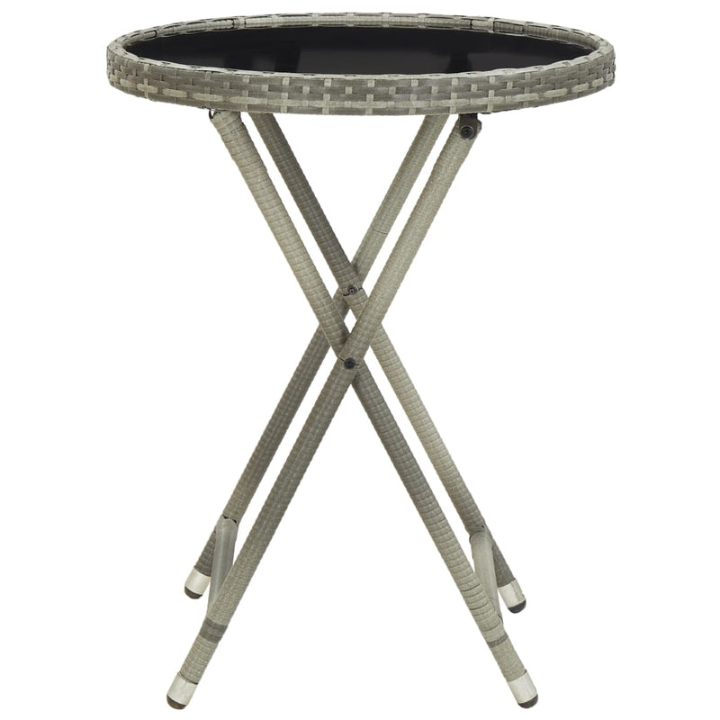 vidaXL szürke polyrattan és edzett üveg teázóasztal 60 cm