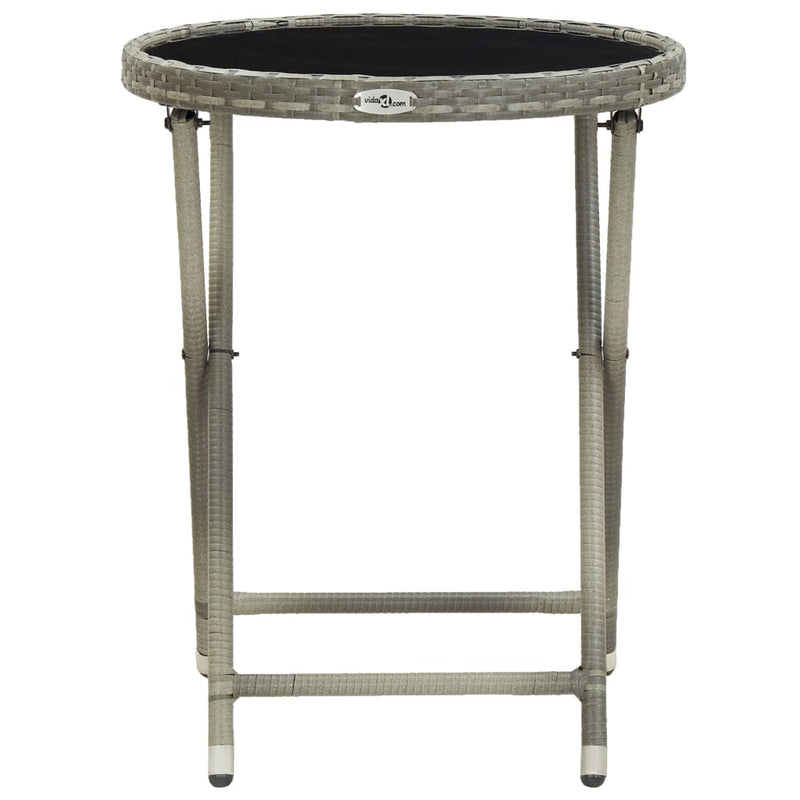 vidaXL szürke polyrattan és edzett üveg teázóasztal 60 cm