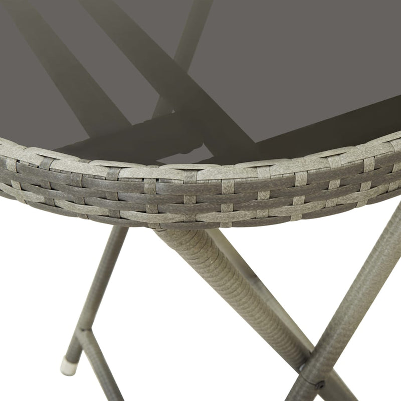 vidaXL szürke polyrattan és edzett üveg teázóasztal 60 cm