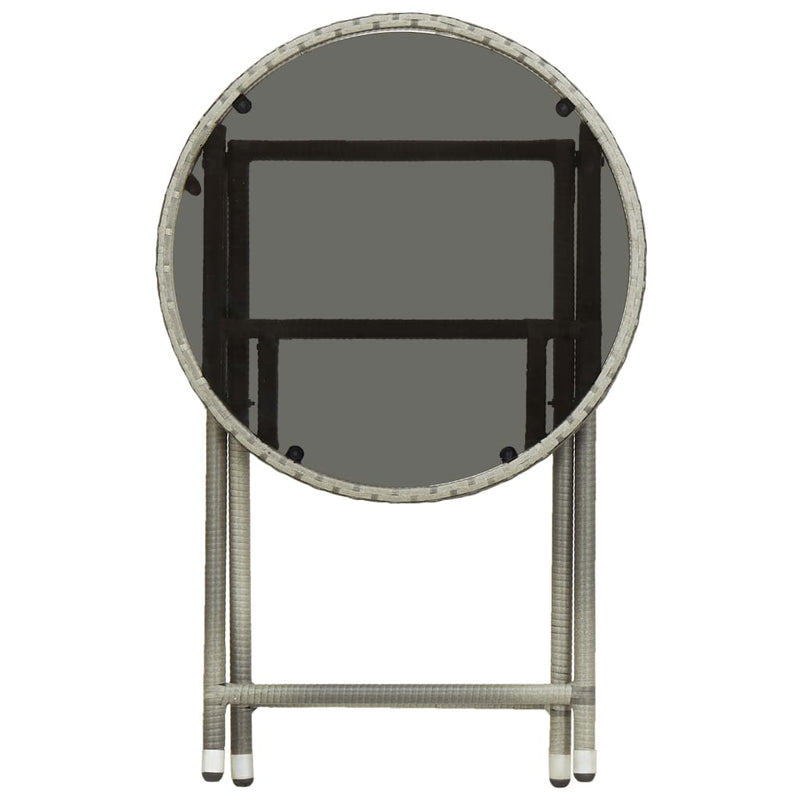 vidaXL szürke polyrattan és edzett üveg teázóasztal 60 cm