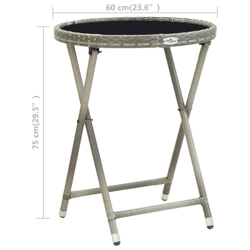 vidaXL szürke polyrattan és edzett üveg teázóasztal 60 cm