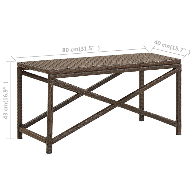 vidaXL barna polyrattan kerti pad 80 cm