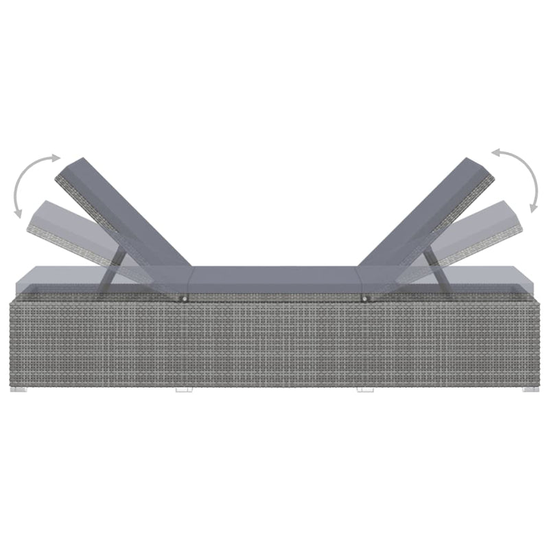 vidaXL szürke polyrattan napozóágy párnával