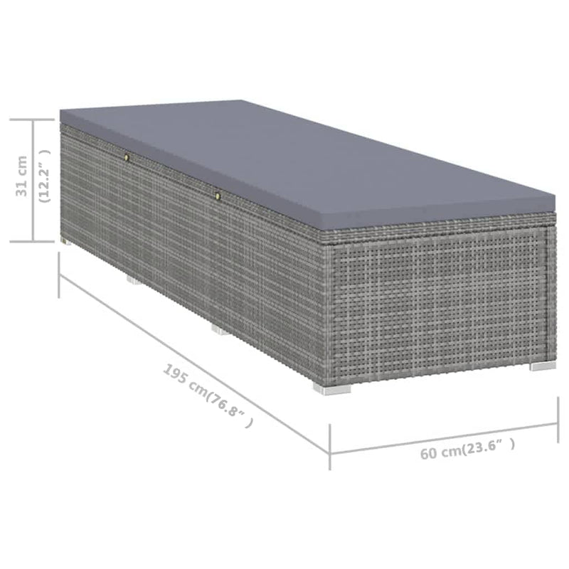 vidaXL szürke polyrattan napozóágy párnával