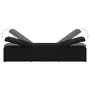 vidaXL fekete polyrattan napozóágy párnával