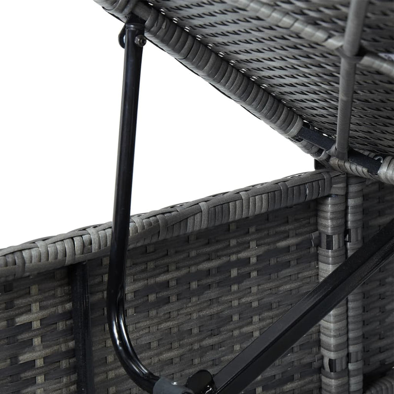 vidaXL szürke polyrattan napozóágy párnával és teázóasztallal