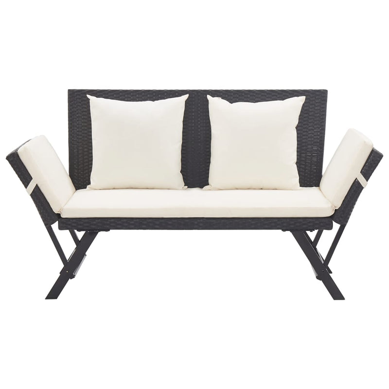vidaXL fekete polyrattan kerti pad párnákkal 176 cm