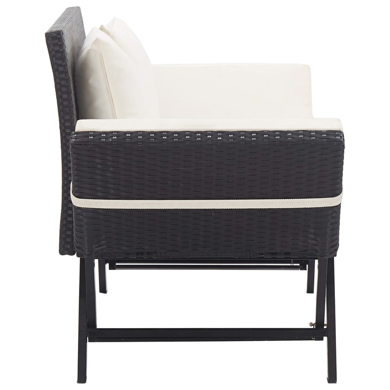 vidaXL fekete polyrattan kerti pad párnákkal 176 cm