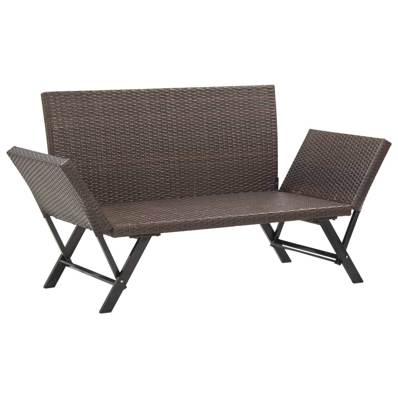 vidaXL barna polyrattan kerti pad párnákkal 176 cm