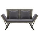 vidaXL szürke polyrattan kerti pad párnákkal 176 cm