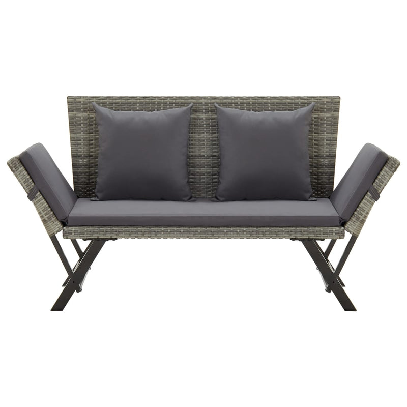 vidaXL szürke polyrattan kerti pad párnákkal 176 cm
