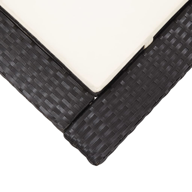 vidaXL fekete polyrattan napozóágy párnával