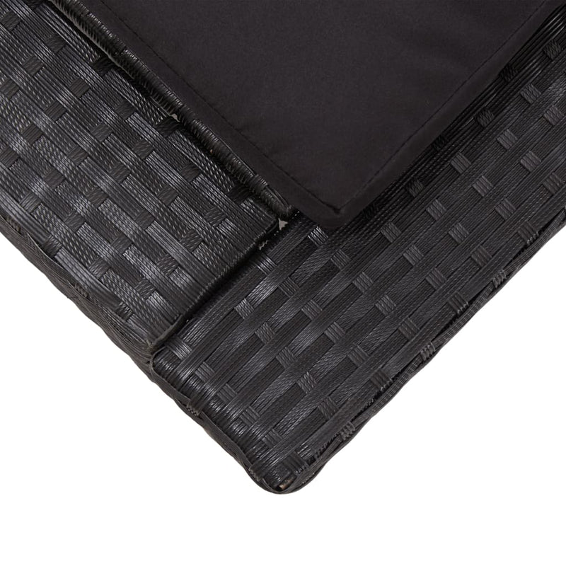vidaXL fekete polyrattan napozóágy párnával