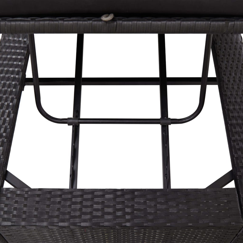 vidaXL fekete polyrattan napozóágy párnával