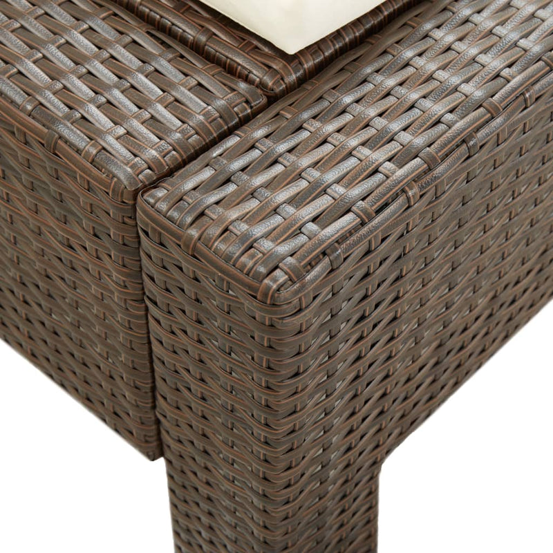 vidaXL barna kétszemélyes polyrattan napozóágy párnával