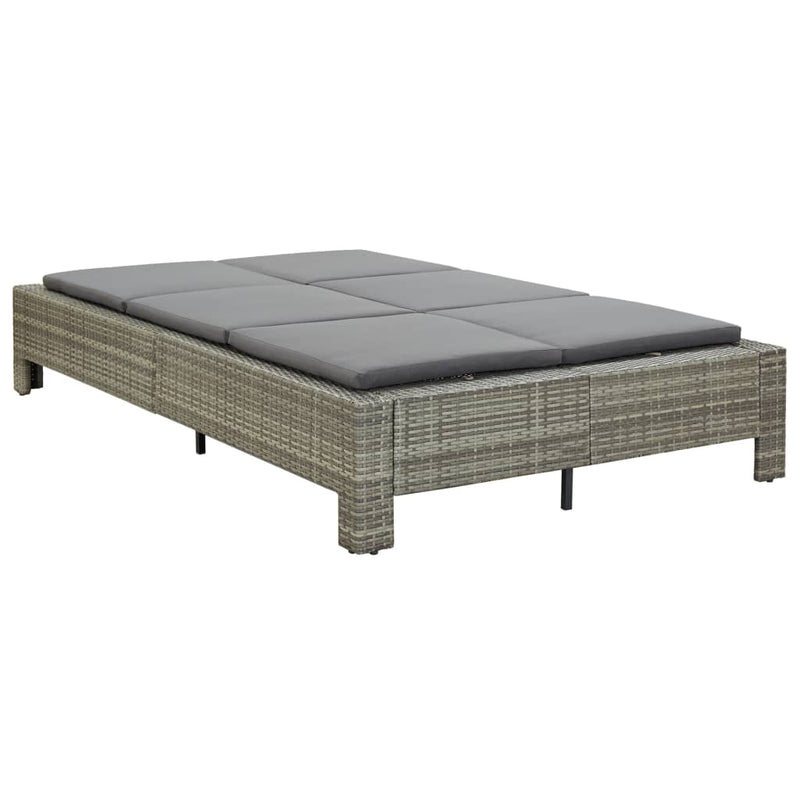 vidaXL kétszemélyes szürke polyrattan napozóágy párnával