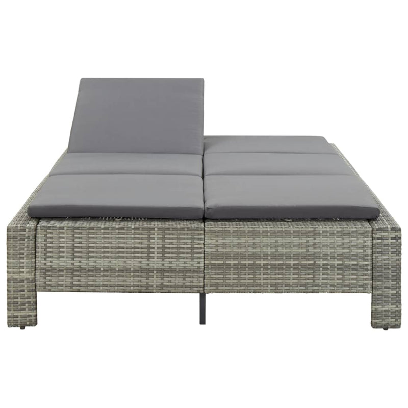 vidaXL kétszemélyes szürke polyrattan napozóágy párnával