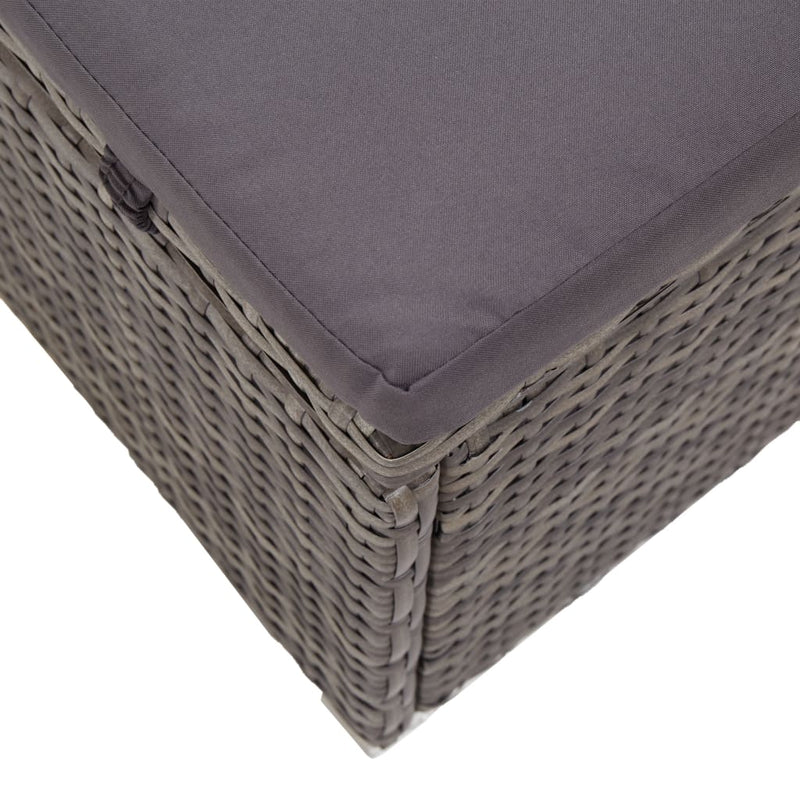vidaXL szürke polyrattan napozóágy ponyvával és párnával