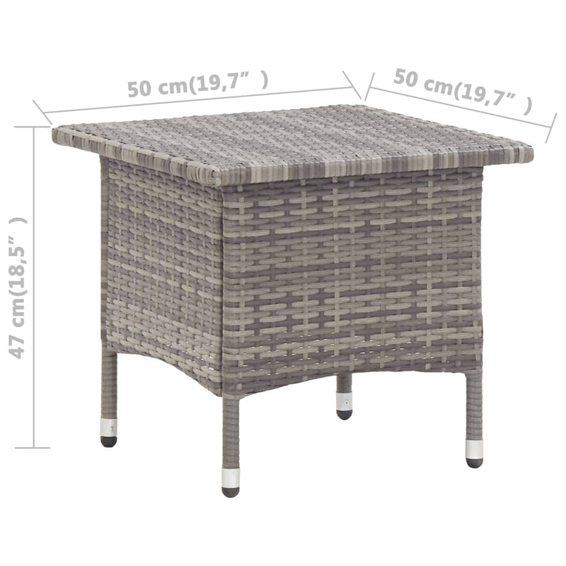 vidaXL szürke polyrattan teázóasztal 50 x 50 x 47 cm