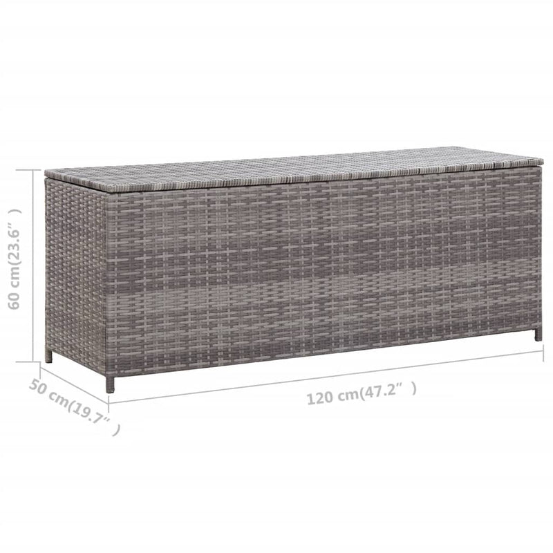 vidaXL szürke polyrattan kerti tárolóláda 120 x 50 x 60 cm
