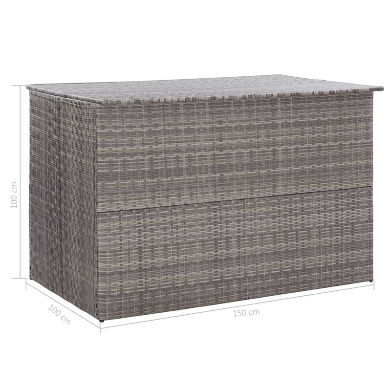 vidaXL szürke polyrattan kerti tárolóláda 150 x 100 x 100 cm
