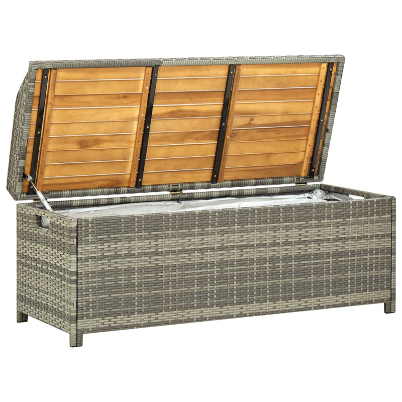 vidaXL szürke polyrattan kerti tárolópad 120 cm