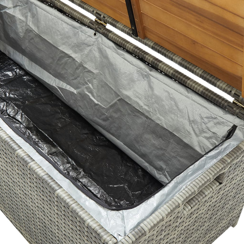 vidaXL szürke polyrattan kerti tárolópad 120 cm