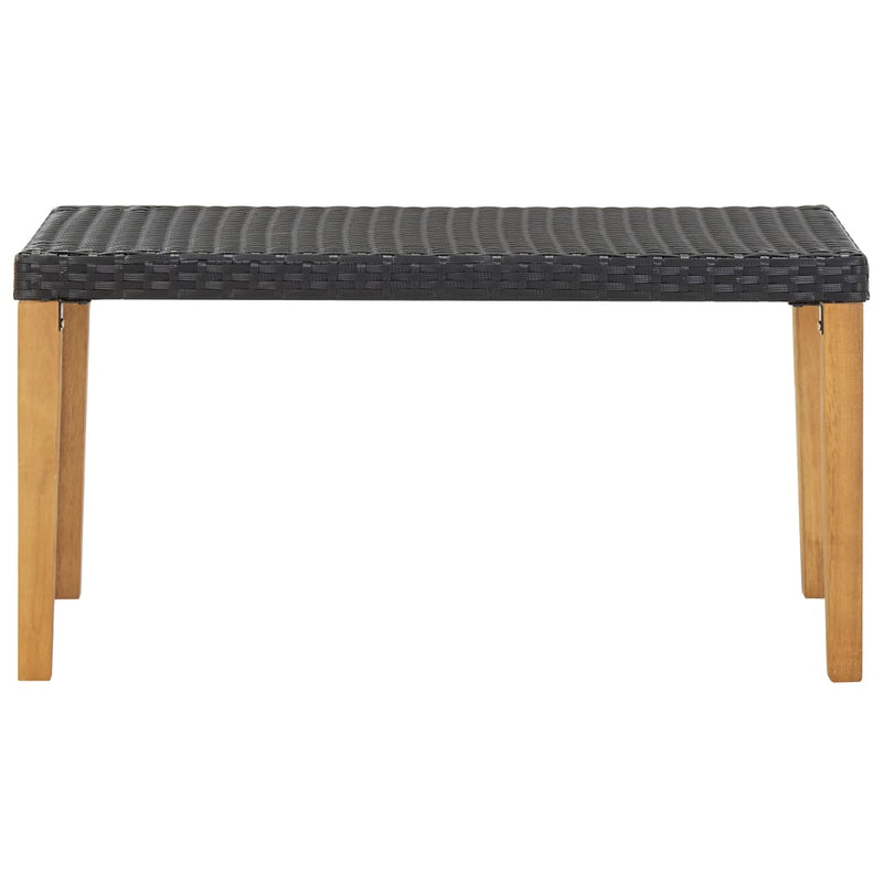 vidaXL fekete polyrattan és tömör akácfa kerti pad 120 cm