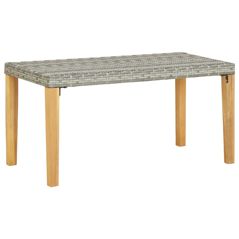 vidaXL szürke polyrattan és tömör akácfa kerti pad 120 cm