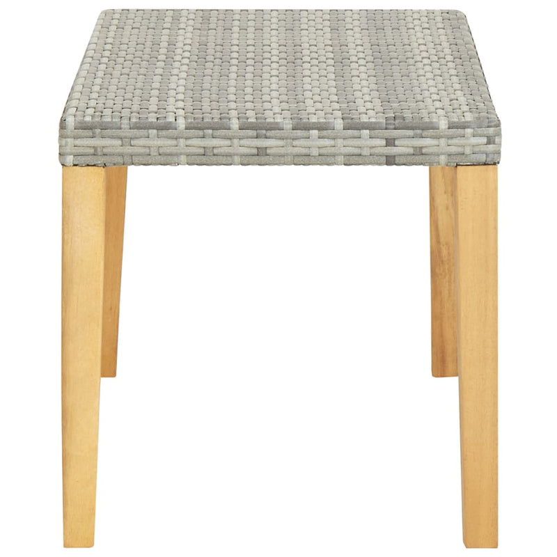 vidaXL szürke polyrattan és tömör akácfa kerti pad 120 cm