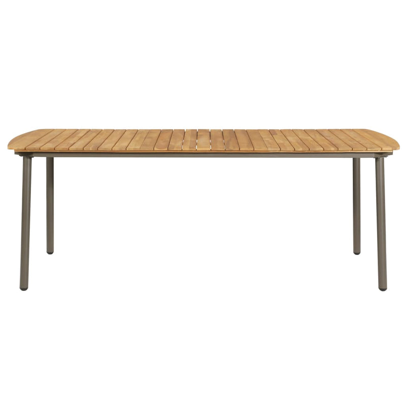vidaXL tömör akácfa és acél kerti asztal 200 x 100 x 72 cm