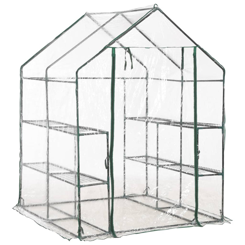 vidaXL melegház 8 polccal 143 x 143 x 195 cm