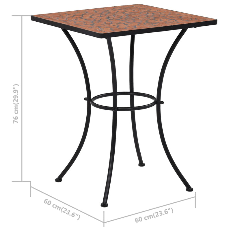 vidaXL terrakotta mozaikos bisztróasztal 60 cm