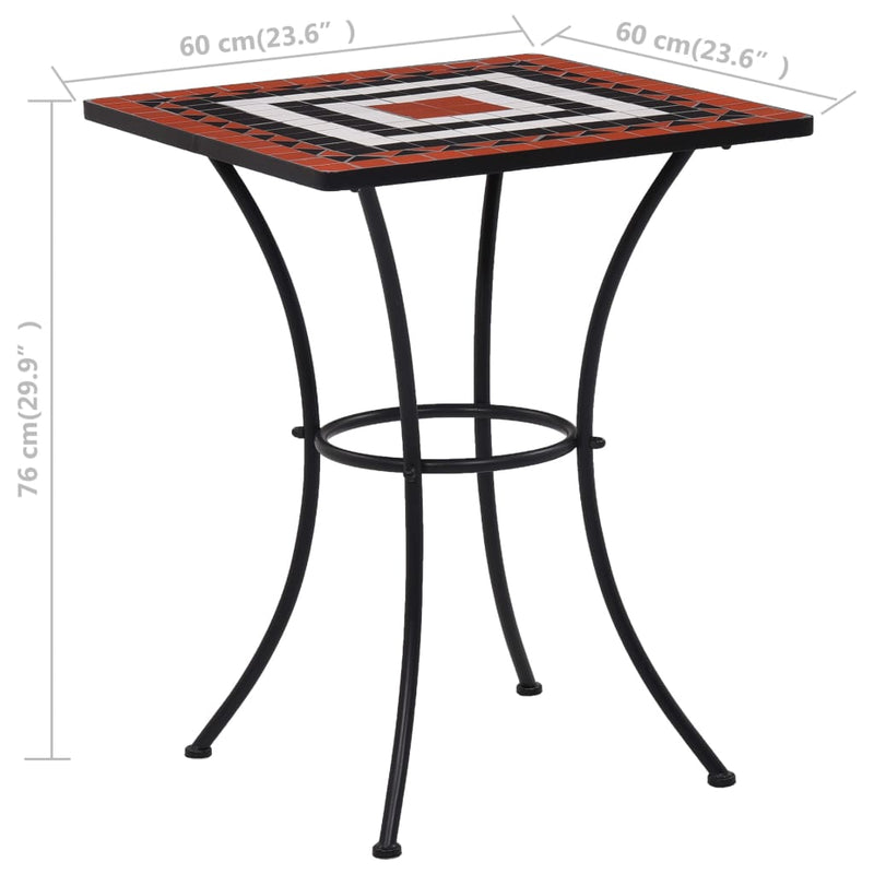 vidaXL terrakotta és fehér kerámia mozaikos bisztróasztal 60 cm