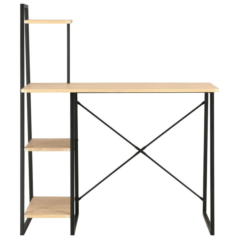 vidaXL fekete és tölgyszínű íróasztal polcrendszerrel 102x50x117 cm