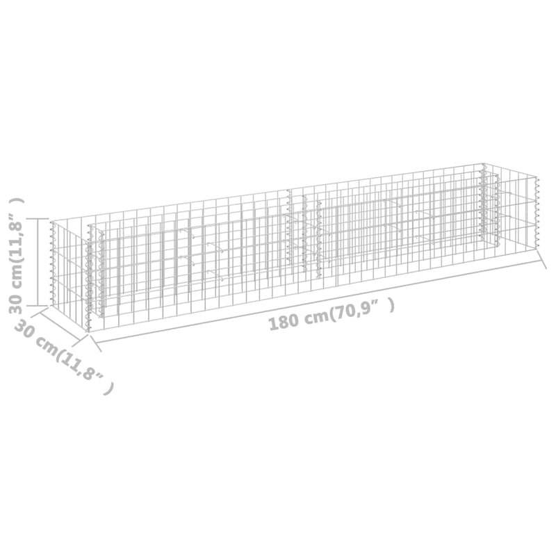 vidaXL horganyzott acél gabion magaságyás 180 x 30 x 30 cm
