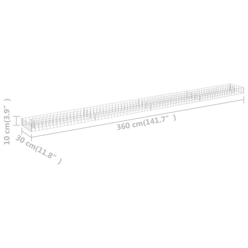 vidaXL horganyzott acél gabion magaságyás 360 x 30 x 10 cm