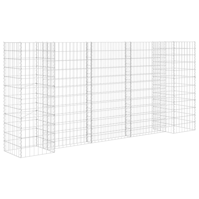 vidaXL H alakú acéldrót virágtartó gabion 260 x 40 x 120 cm
