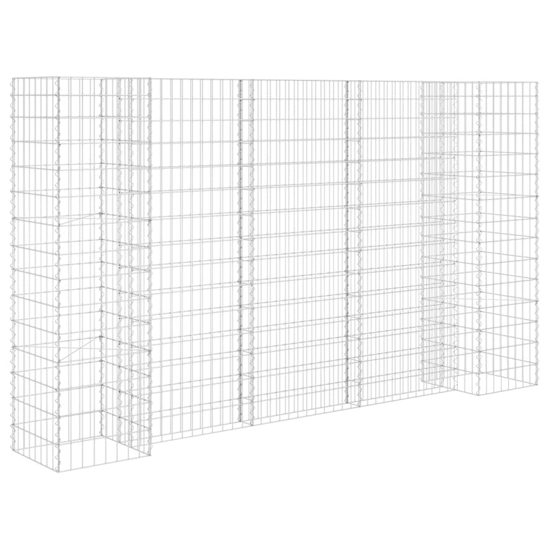 vidaXL H alakú acéldrót virágtartó gabion 260 x 40 x 150 cm