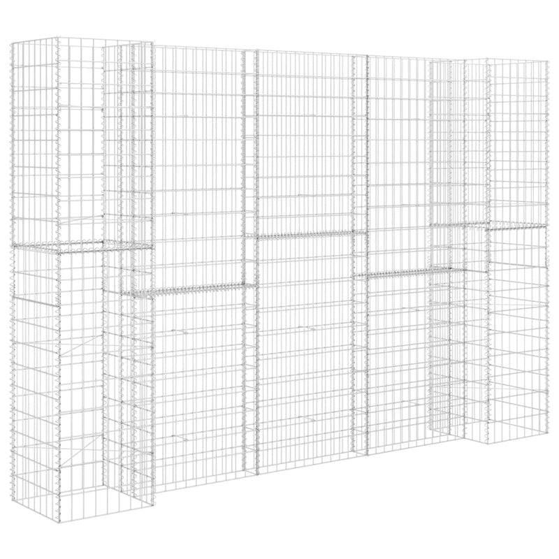 vidaXL H alakú acéldrót virágtartó gabion 260 x 40 x 180 cm