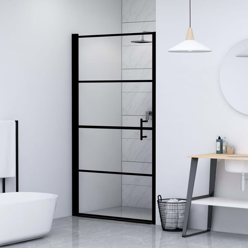 vidaXL fekete edzett üveg zuhanyajtó 81 x 195 cm