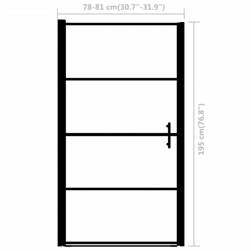 vidaXL fekete edzett üveg zuhanyajtó 81 x 195 cm