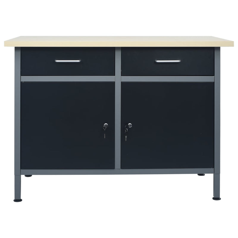 vidaXL fekete acél munkapad 120 x 60 x 85 cm