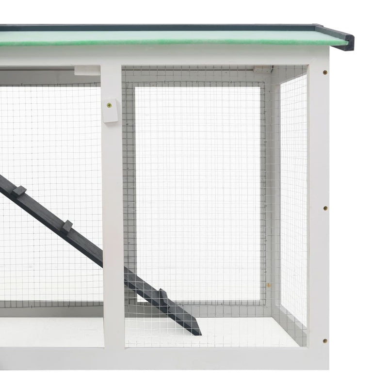 vidaXL szürke és fehér fa kültéri nyúlketrec 145 x 45 x 84 cm