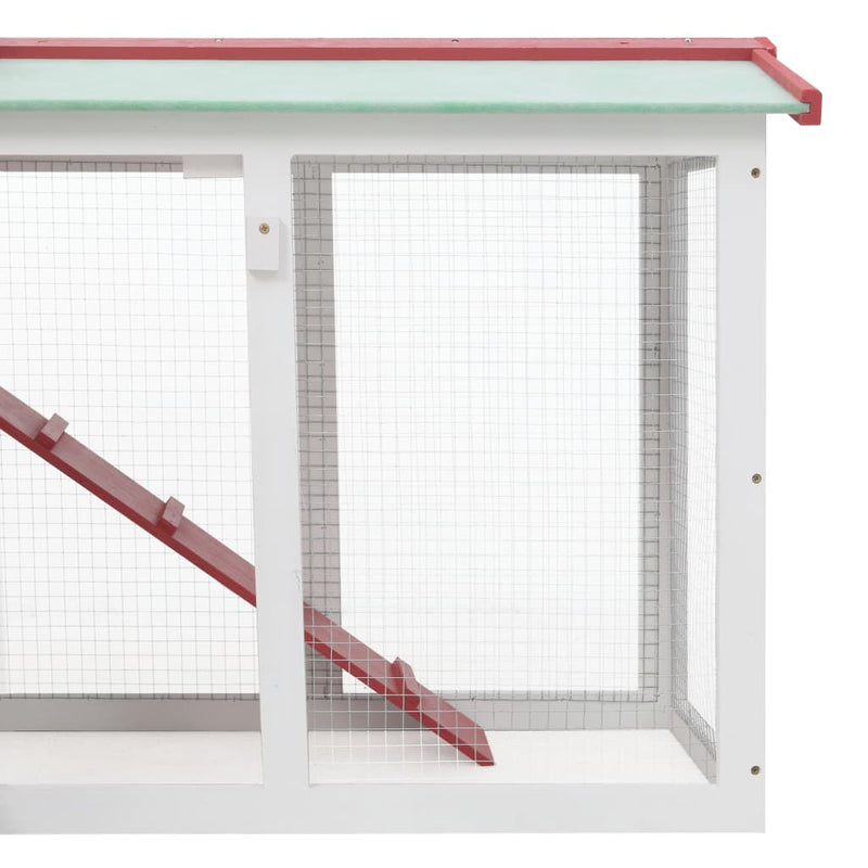 vidaXL piros és fehér fa kültéri nyúlketrec 145 x 45 x 84 cm