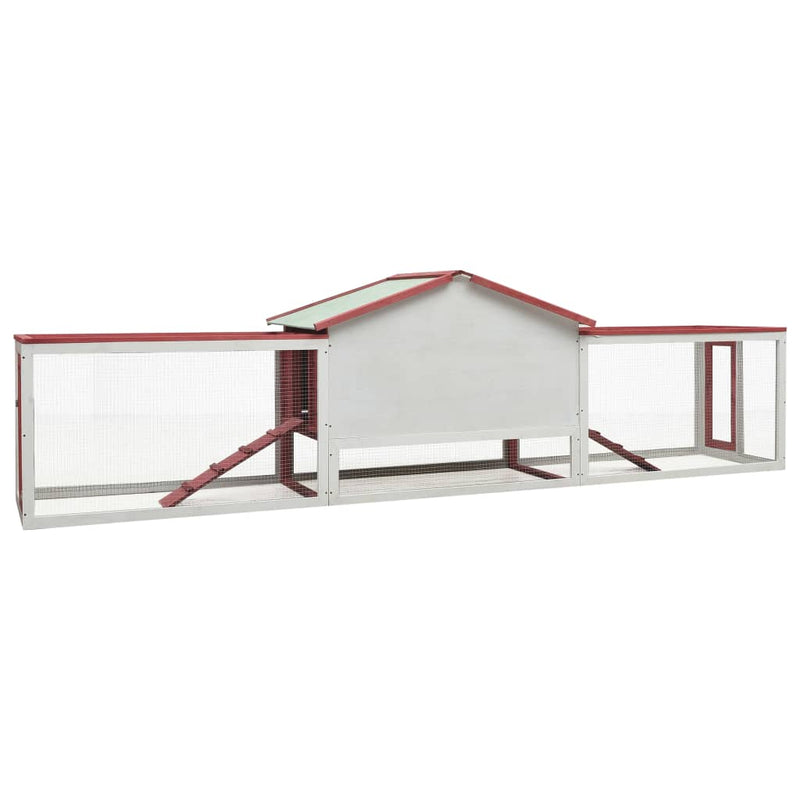 vidaXL piros tömör fenyő- és jegenyefa nyúlketrec 310x70x87  cm